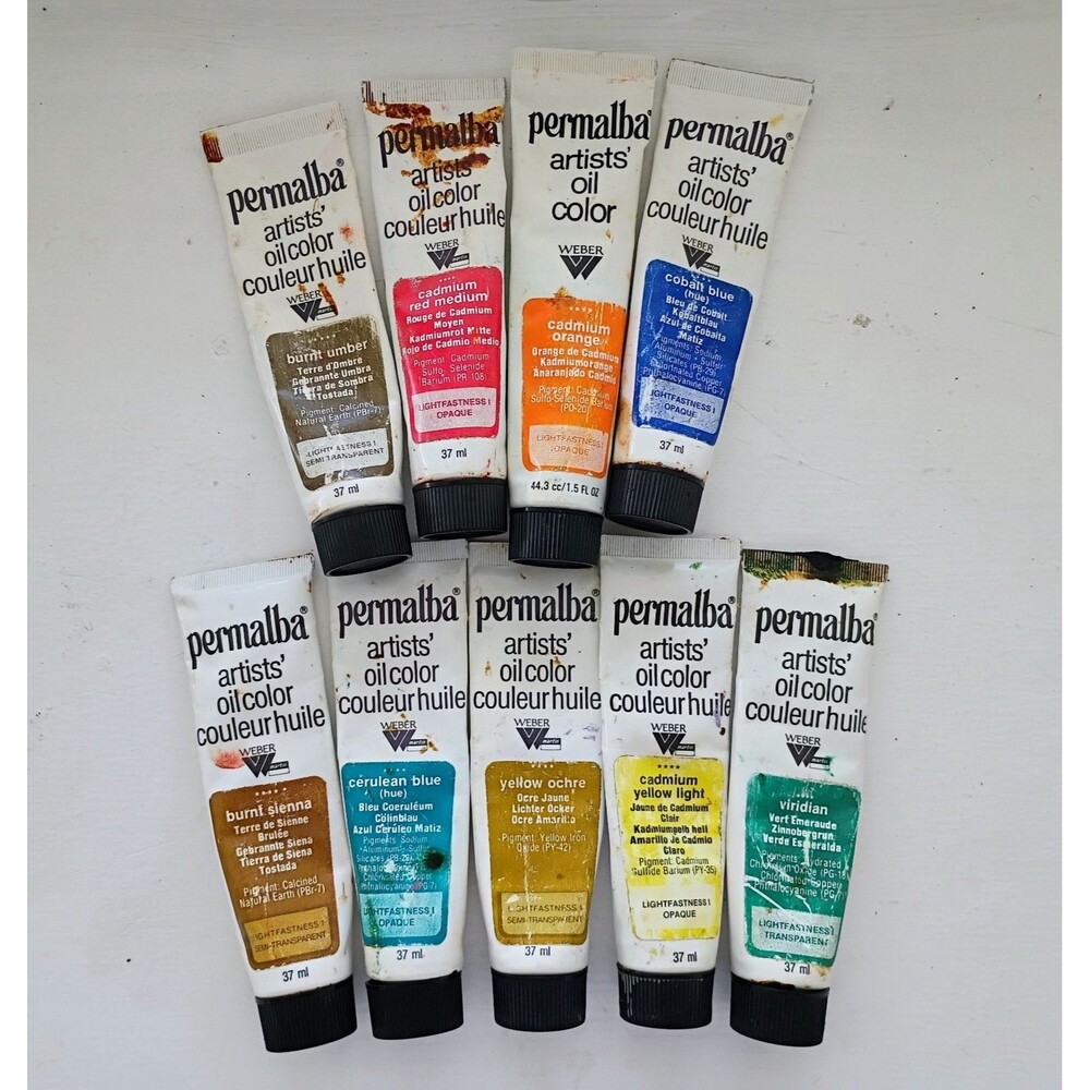 Weber Permalba Artists Oil Color  Lot of 9 Tubes Made in USA